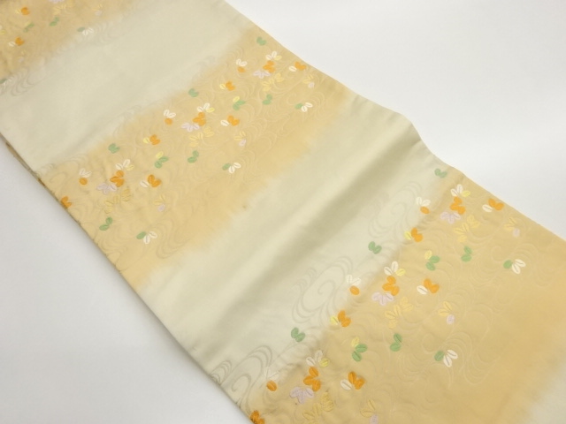 萩に流水模様織出し名古屋帯